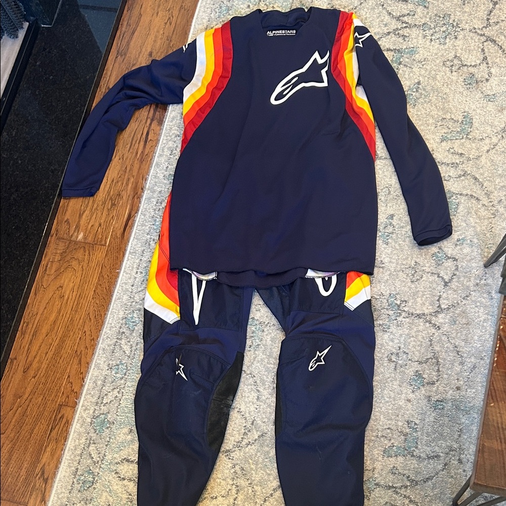 Alpinestars Navy and Rainbow Racing Suit